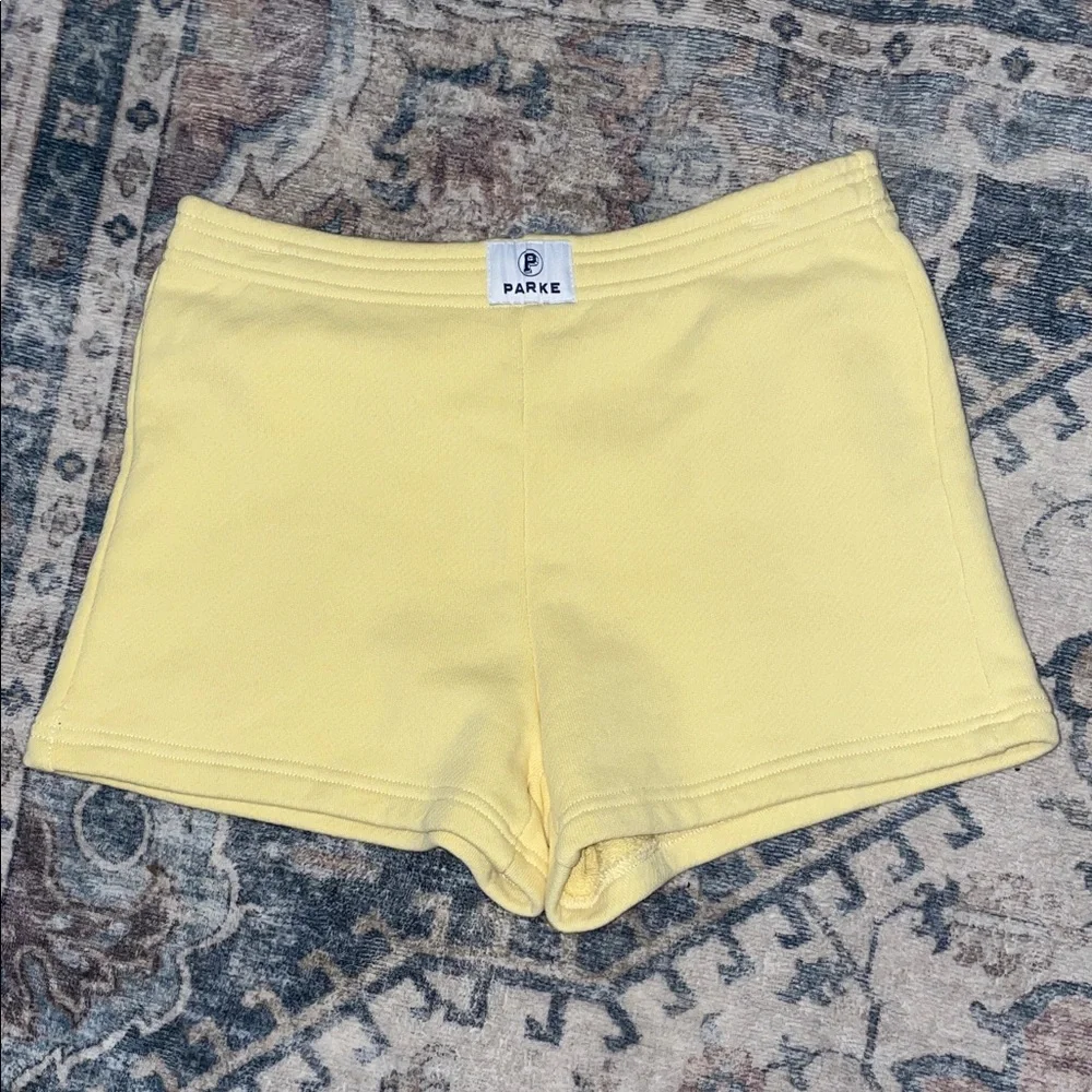 Parke Pale Yellow Women's terry cotton sweatshorts - Picture 1 of 10